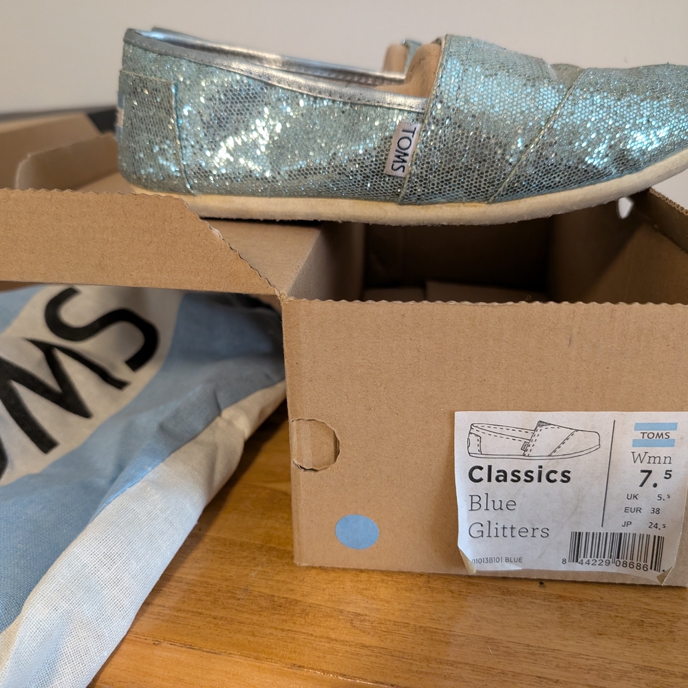 TOMS Women's Blue Glitter Classics